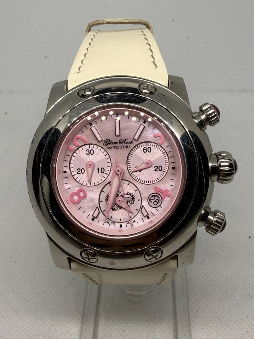 Glam Rock Miami GR10129 Women's 45mm Swiss Quartz Pink Dial Chronograph Watch